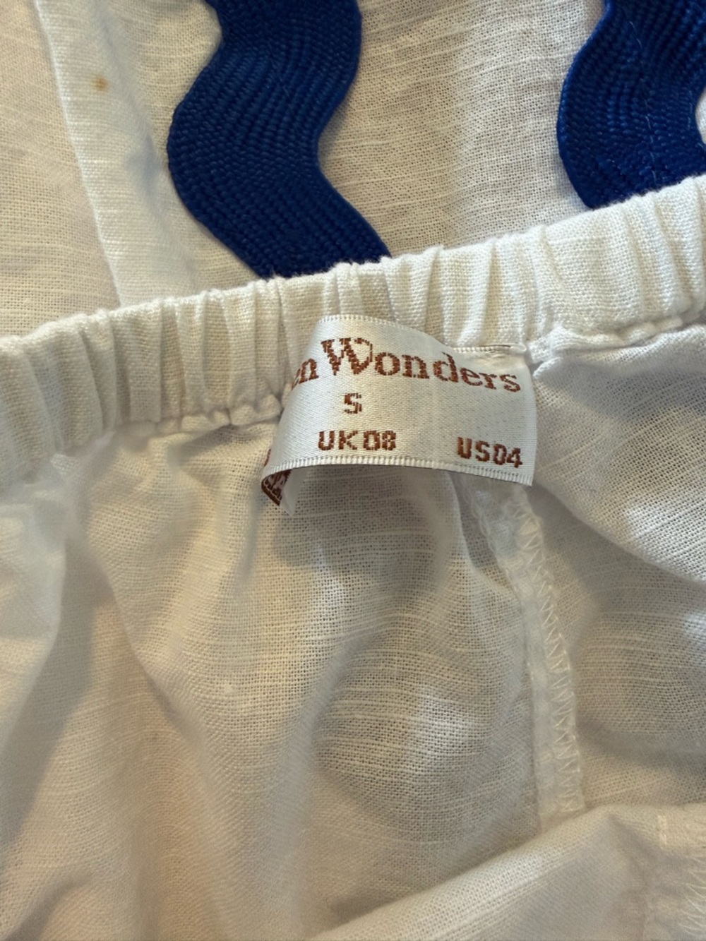 Seven Wonders White Two-Piece Set with Blue Ric Rac Trim - Picture 3 of 3